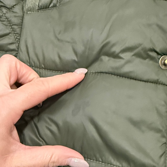 Barbour Olive Puffer Jacket with Faux Fur Trim - Picture 15 of 15